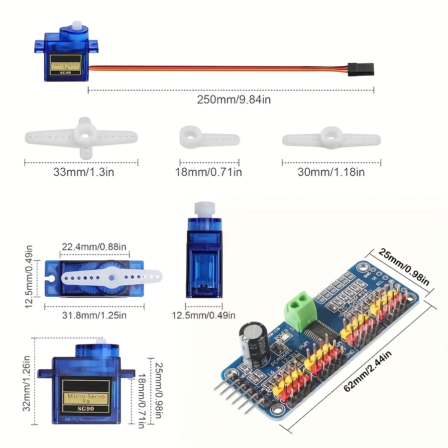 5pcs SG90 9G Servo Motors + 16 - Robot Arm Motor 评论和价格